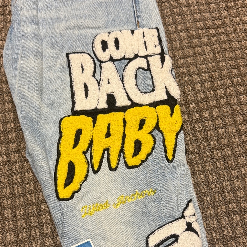 Lifted Anchors LA - Graphic Light Wash Jeans with Patches sz 28 - Picture 9 of 12